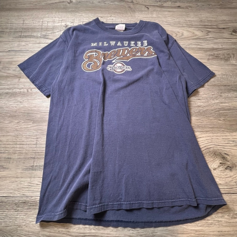 CSA Milwaukee Brewers T-Shirt Mens Large‎ Blue 2005 MLB Graphic Tee Baseball